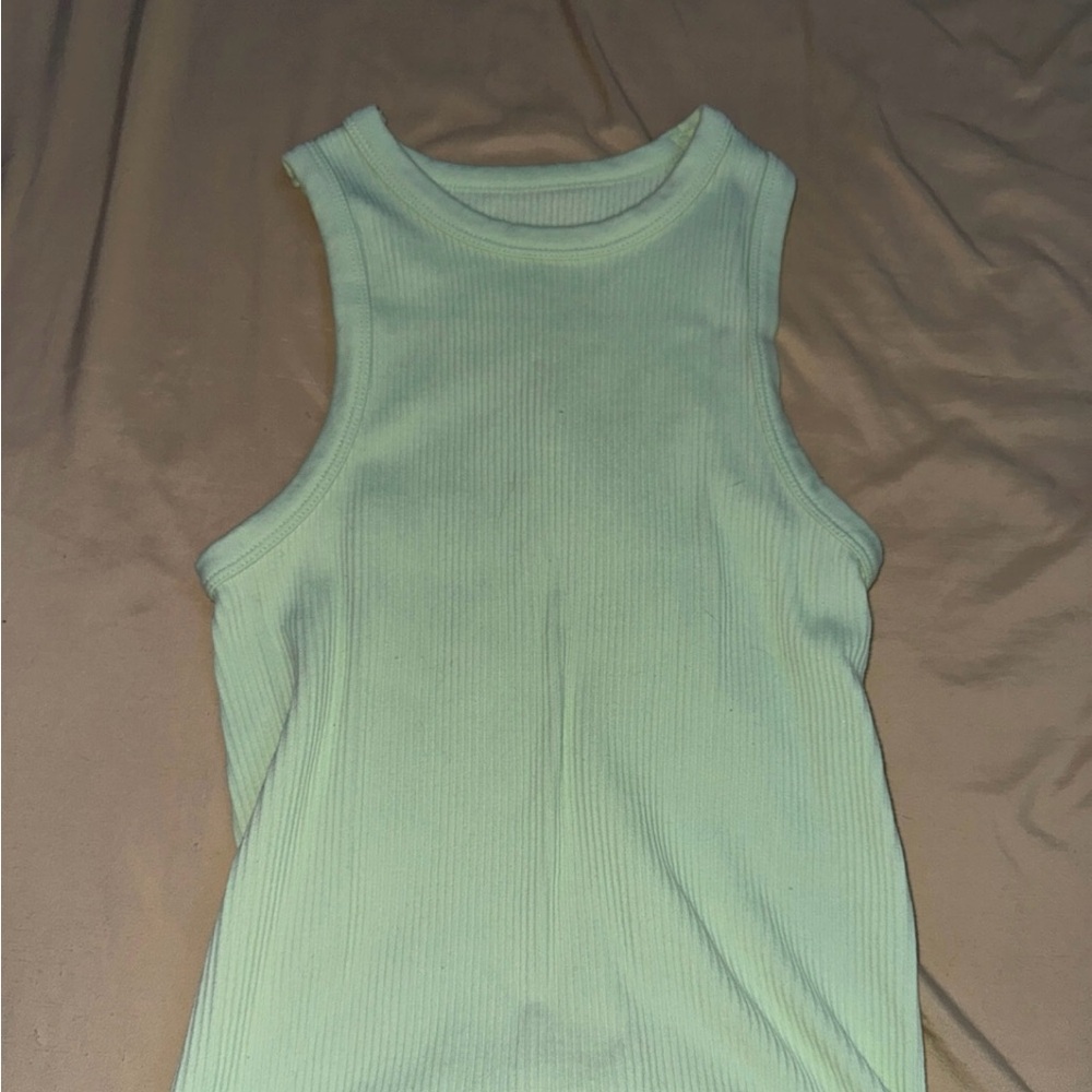 Sleeveless Mint Green Ribbed Top